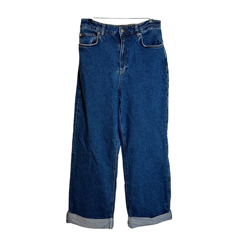 PILCRO Anthropologie Austyn‎ Wide Leg High Rise Jeans Size 31 Blue Denim Cuffed